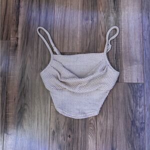 Cream Textured Knit Tank Top